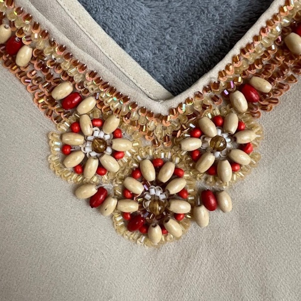 Vintage Y2K Cache 100% Silk Tank Top Womens M Beaded Boho Fairy Basics Delicate - Picture 14 of 14
